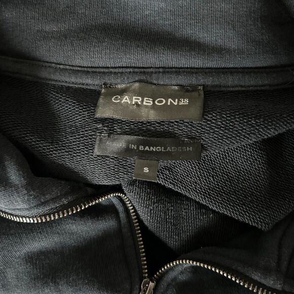 Carbon38 Breton Stripe French Terry 1/2 Zip in Navy Size Small - Picture 4 of 4